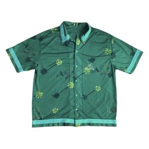 Nike Hoops Island Men's Short Sleeve Button Up Mesh Shirt Warm Up Sz Medium